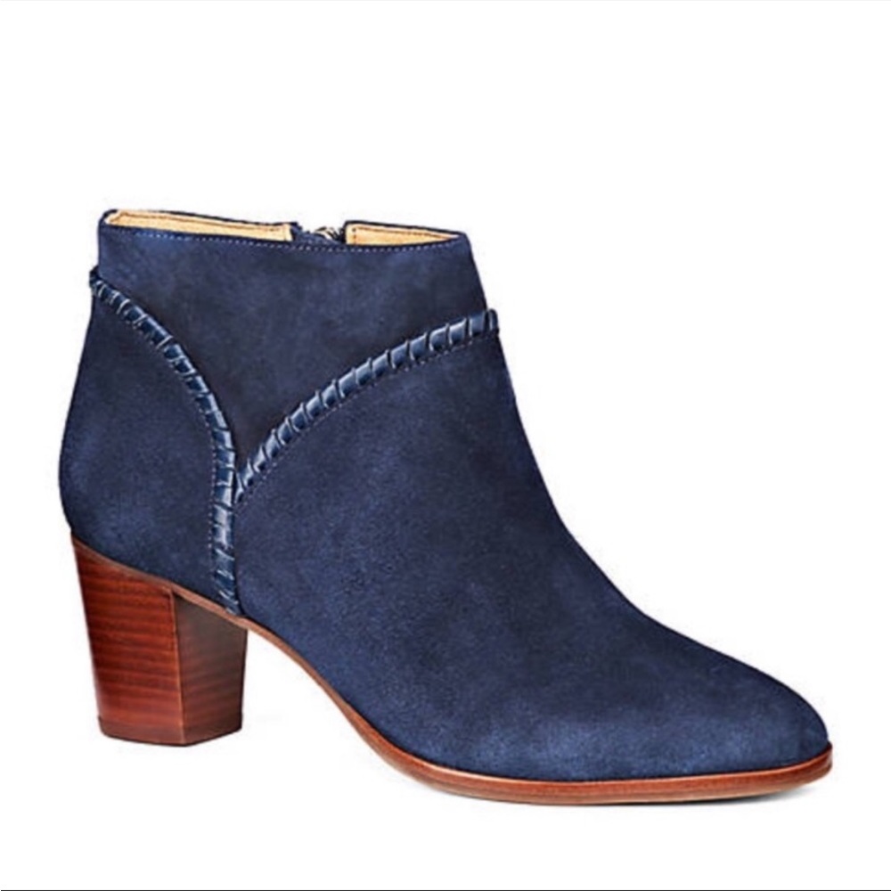 Jack Rogers Chandler Blue Suede Ankle Boots Booties